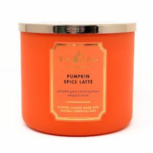 Pumpkin Spice Latte 3 Wick Candle, White Barn, BBW, New